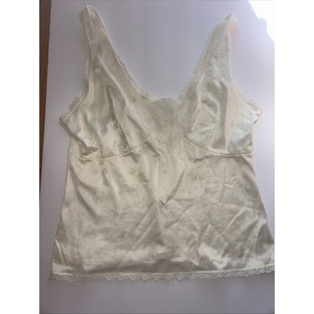 Ashley Taylor Vintage ivory satin lace cami top sz Small romantic victorian Rose